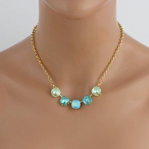 Mint green crystal necklace Bridesmaid necklace Gold necklace Crystal Bridal